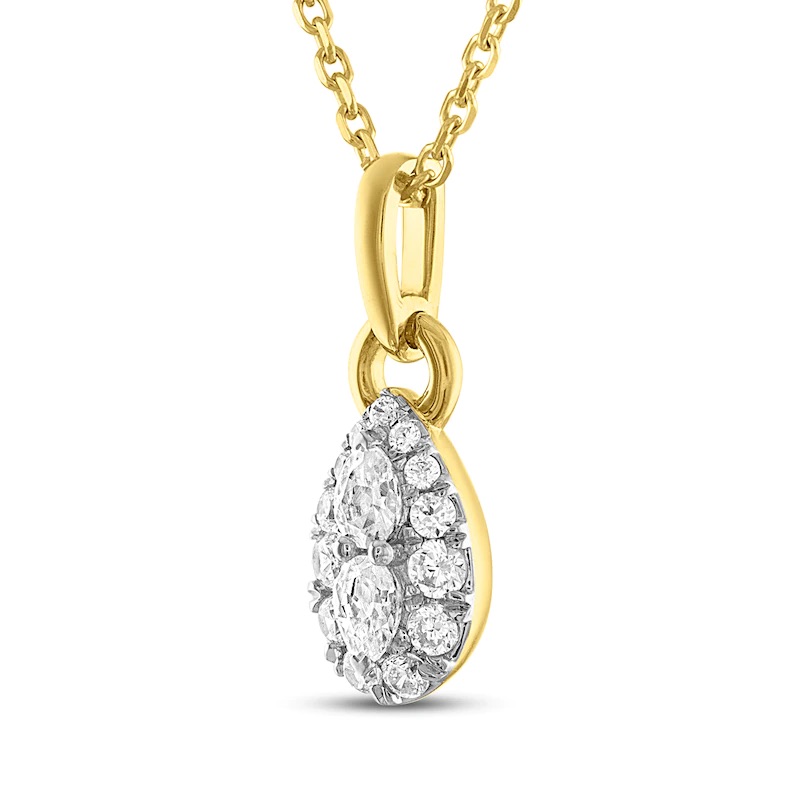 Forever Connected Diamond Necklace 1/3 ct tw Pear/Round-Cut 10K Yellow ...